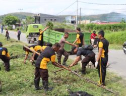 Peringati Hari Peduli Sampah Nasional, Polres Jayapura Gelar Kegiatan Bersih-bersih Jalan